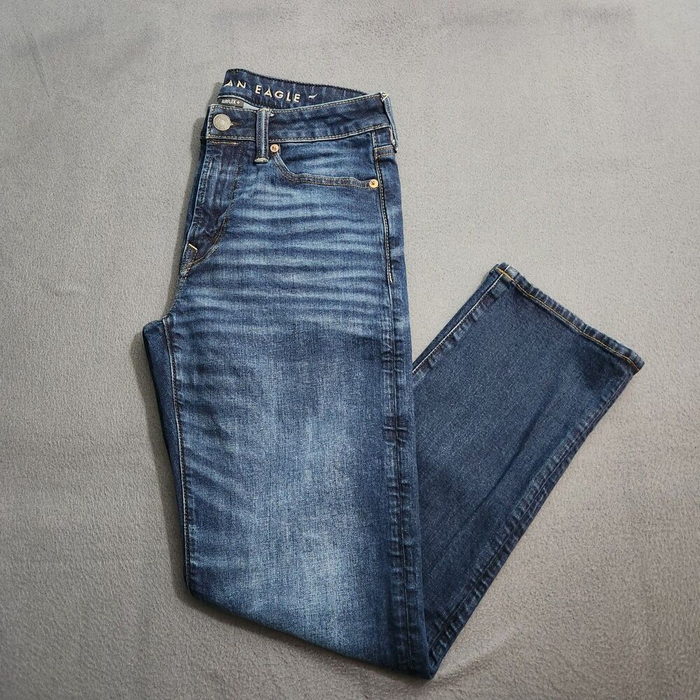 American Eagle Jeans Men 29X30 (30X29) Airflex+ Original Straight Leg Dark Wash